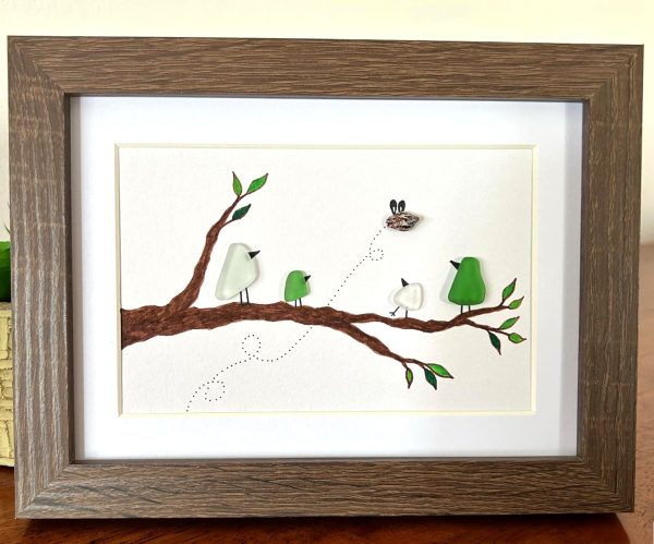 Seaglass Birds on a Tree