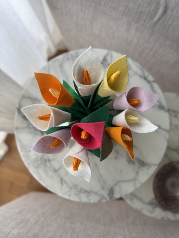 Spring Felt Flower Bouquet - 10 Felt Lilies in assorted colours - Image 3