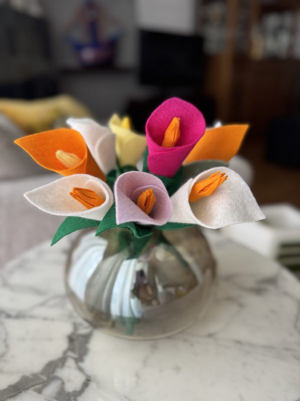 Spring Felt Flower Bouquet - 10 Felt Lilies in assorted colours