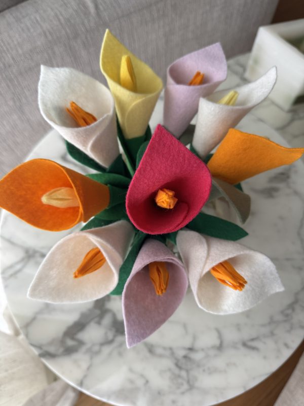 Spring Felt Flower Bouquet - 10 Felt Lilies in assorted colours - Image 2