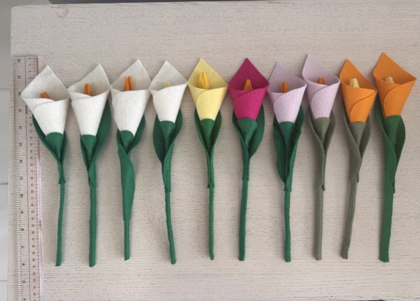 Spring Felt Flower Bouquet - 10 Felt Lilies in assorted colours - Image 4
